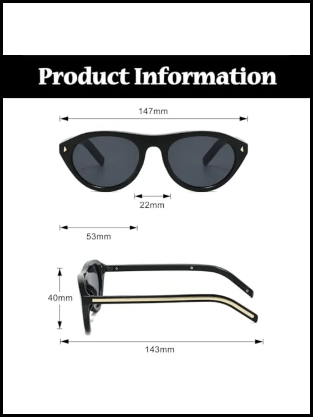 Retro Oval Sunglasses with UV400 Protection Cat Eye Shades